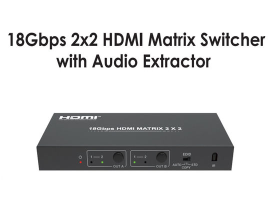 Calidad  Type A 18Gbps 2x2 HDMI Matrix Switcher With Audio Extractor fábrica