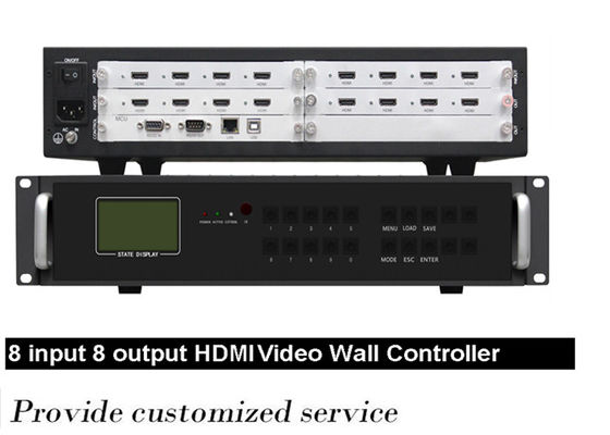 8 en 8 hacia fuera desfigure el regulador video 3x3 1x2 1x3 2x1 3x1 2x2 de la pared de 4k HDMI LCD