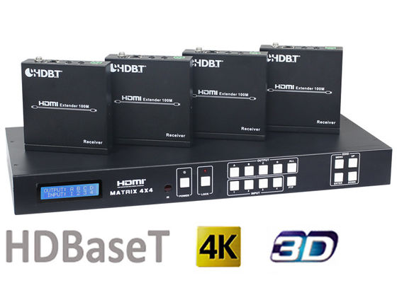 Interruptor de la matriz de HDMI1.4 4X4 HDBaseT con los receptores de 4Pcs los 70M And el 100M HDMI HDBaseT