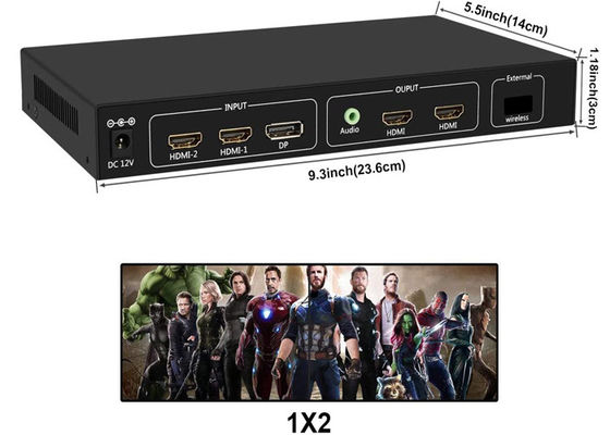 Procesador de video wall de 4 puertos 4K HDMI para visualización en pantalla múltiple 2X2 1X2