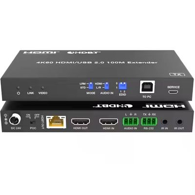 4K USB 2.0 HDBaseT Extender a través de LAN HDBaseT PoC con un solo cable Cat5e/6a/7, máximo 100m