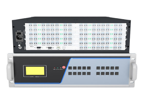 Nodo de transmisor y receptor KVM de fibra U 3.5 de 88 puertos con alimentación redundante, matriz de fibra KVM