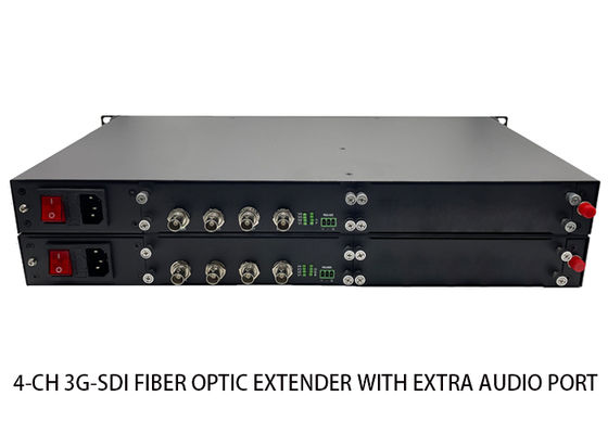 Extensor de fibra óptica 3G-SDI de 4 canales con puerto de audio adicional