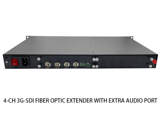 Extensor de fibra óptica 3G-SDI de 4 canales con puerto de audio adicional
