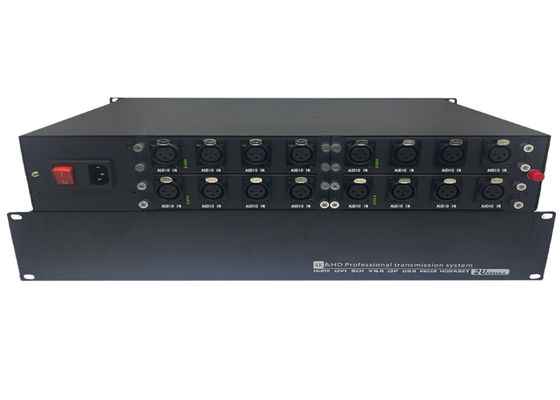 Extensor de audio de fibra óptica de 8 canales y 6 canales con carcasa de 1 u