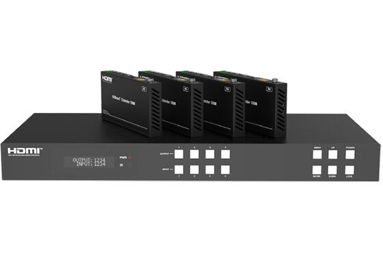 VINCAN 4x4 HDBaseT HDMI Matrix Switcher con 4K604:4:4, PoC y 4 receptores para distribución AV profesional