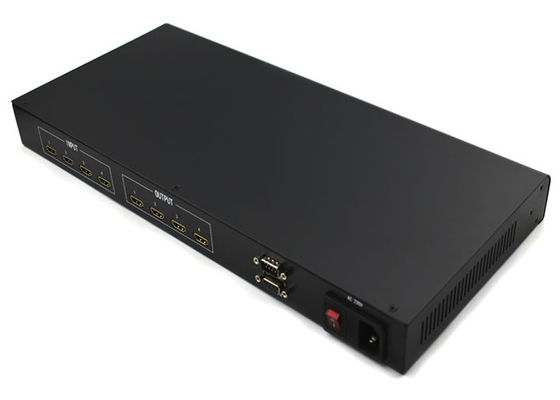 Conmutador de matriz HDMI sin costuras 4x4 con carcasa metálica, matriz HDMI 4K para distribución AV fiable