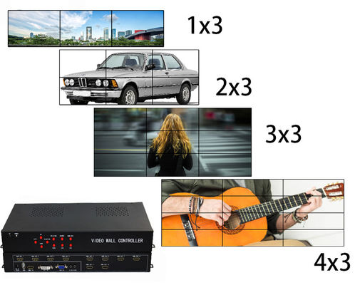 1 en 8 salidas/1 en 9 fuera del regulador video de la pared de HDMI 3x3 LCD TV con 9 pantallas